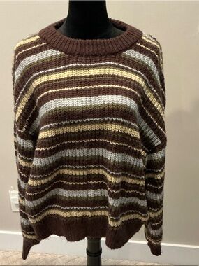 Melrose and Market Knit Top in Brown, Cream & Black